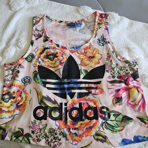 Adidas Floral Trefoil Tank and Pant set in Light Pink with Black Logo